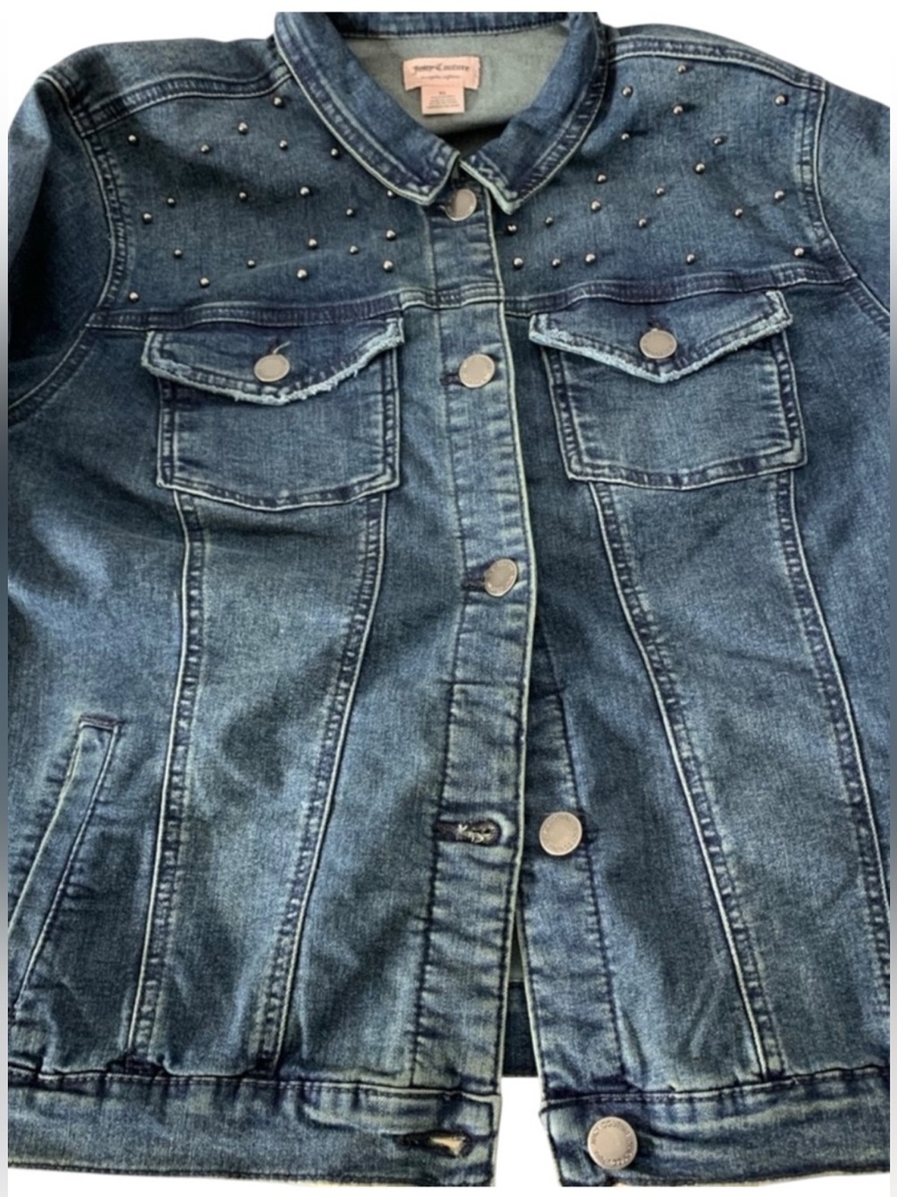 Juicy Couture Studded Stretch Denim Jacket XL NWT Y2K Rhinestone - Picture 6 of 14